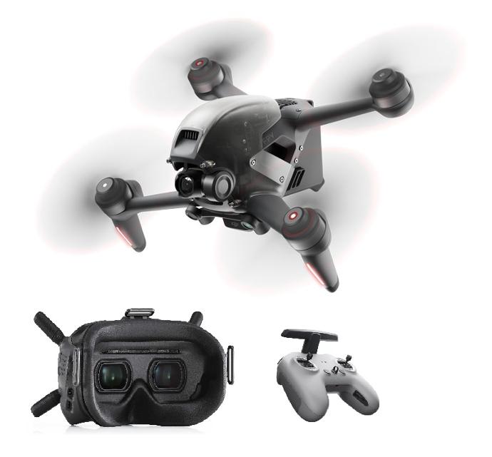 Pack drone DJI FPV, son masque FPV et sa radiocommande